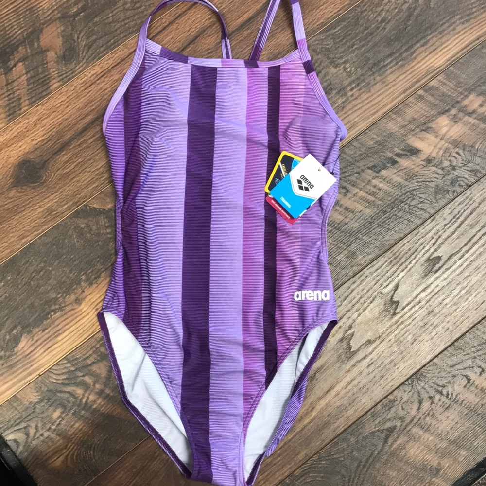 Purple dolphin back one piece training swimsuit